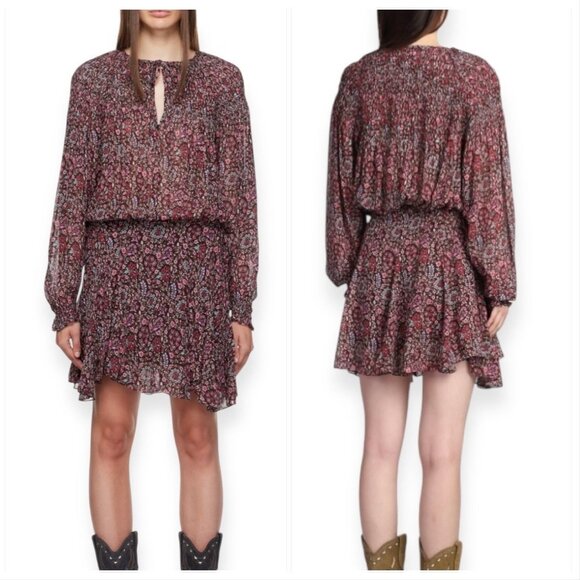 Isabel Marant Étoile Noanne Floral Mini Dress Brown FR 34 NWT - Picture 1 of 16